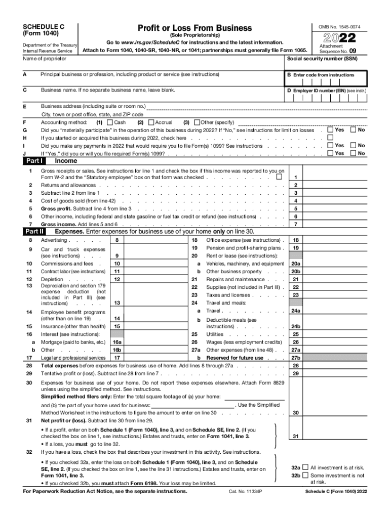 2022 Schedule C Form Fill Out amp Sign Online DocHub