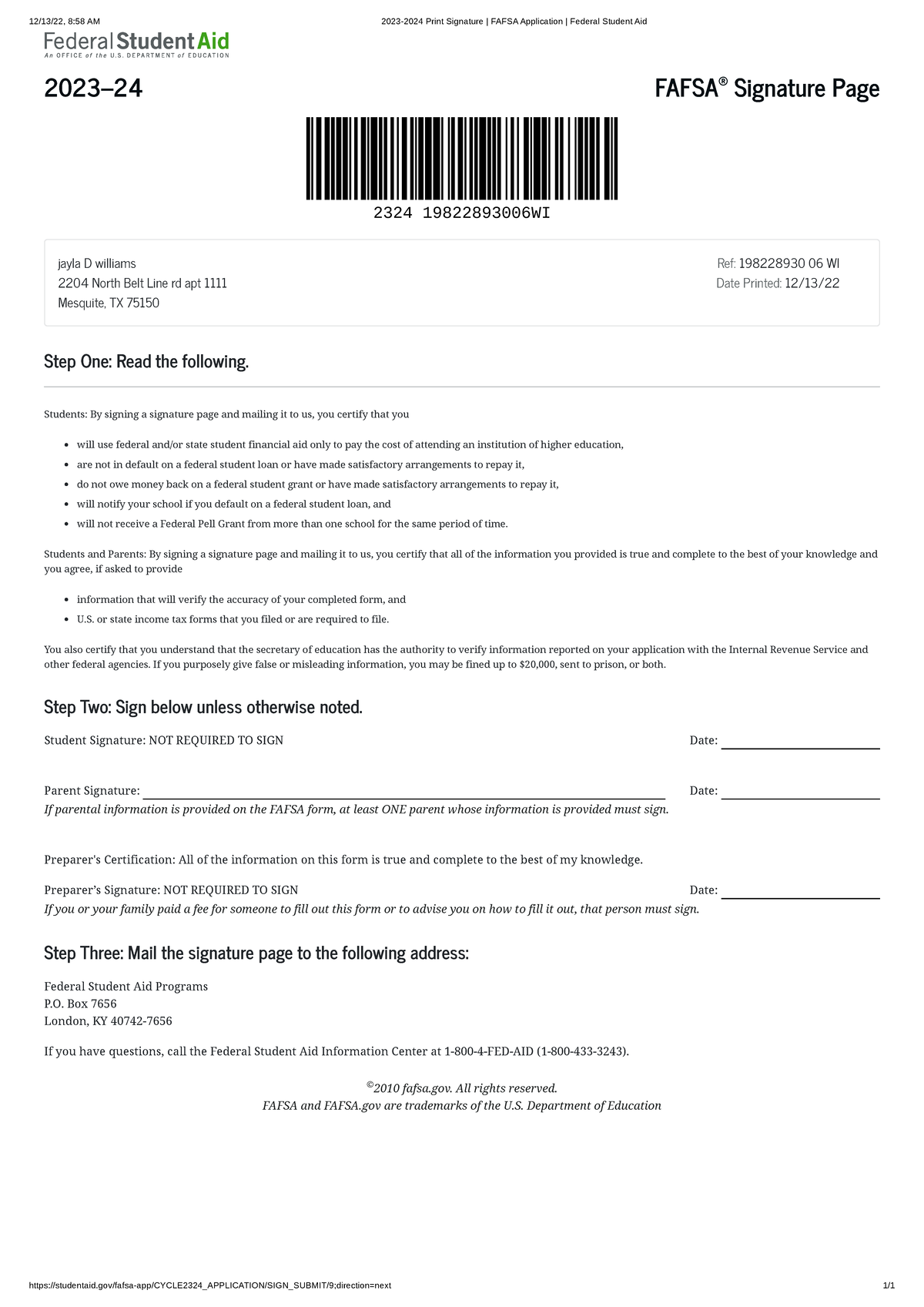 Printable Fafsa Form 2025