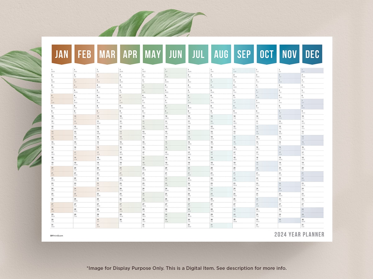 2024 Earth Tone Year Wall Planner DIYmini8