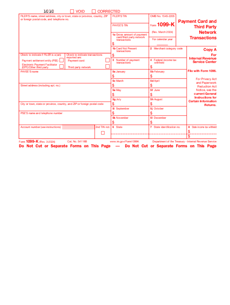2024 Form IRS 1099 K Fill Online Printable Fillable Blank 