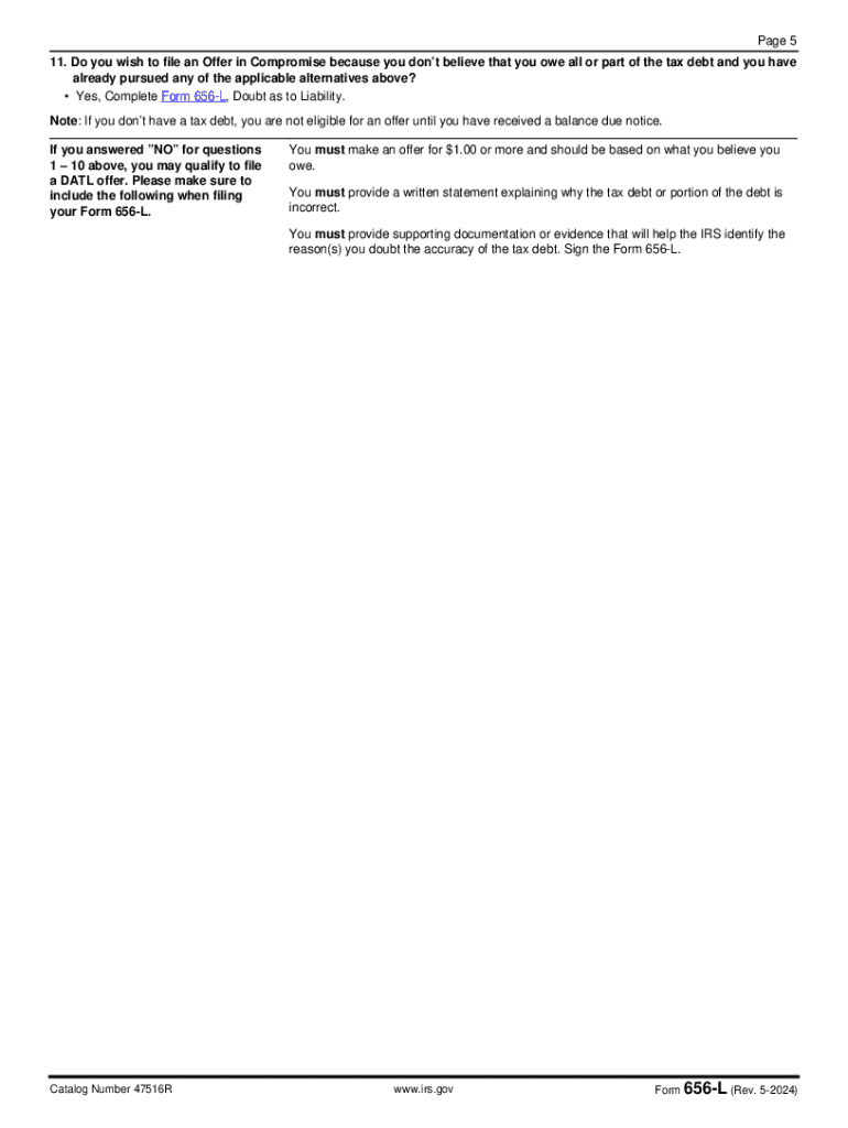 2024 Form IRS 656 L Fill Online Printable Fillable Blank 