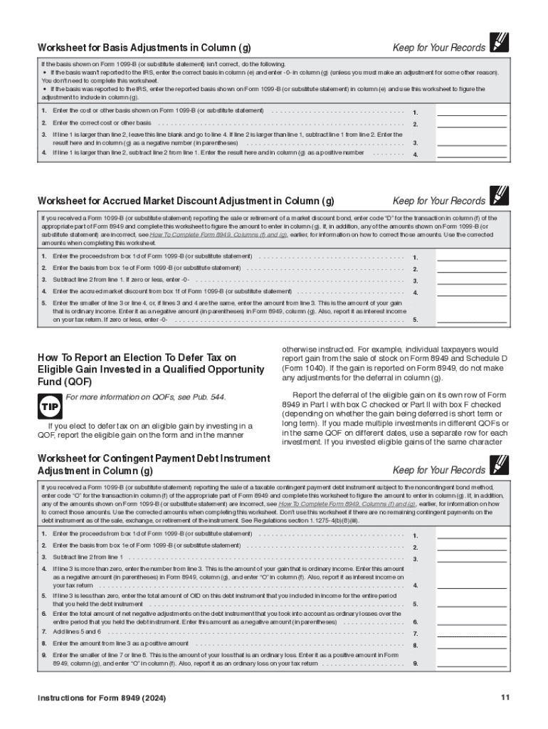 2024 Form IRS 8949 Instructions Fill Online Printable Fillable 