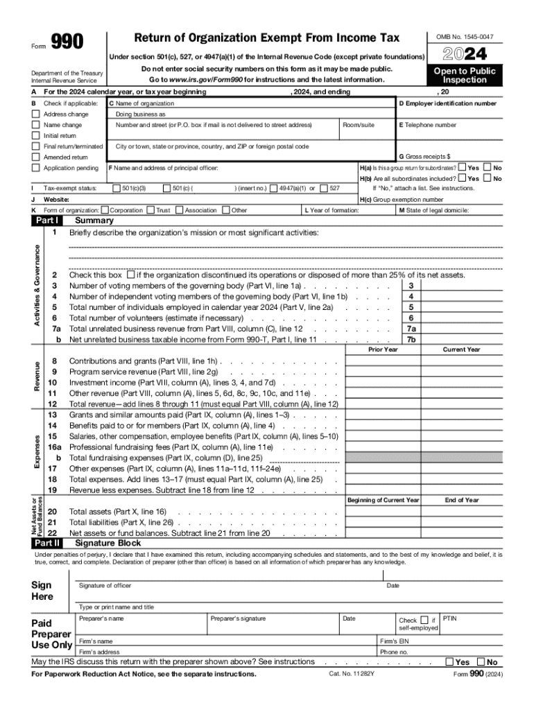 2024 Form IRS 990 Fill Online Printable Fillable Blank PdfFiller