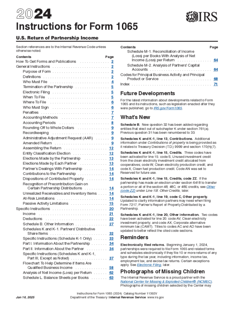 2024 Form IRS Instructions 1065 Fill Online Printable Fillable 