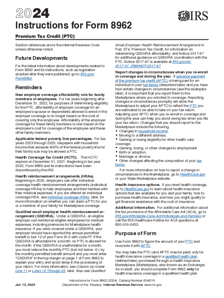 Tax Form 8962 Printable 2024