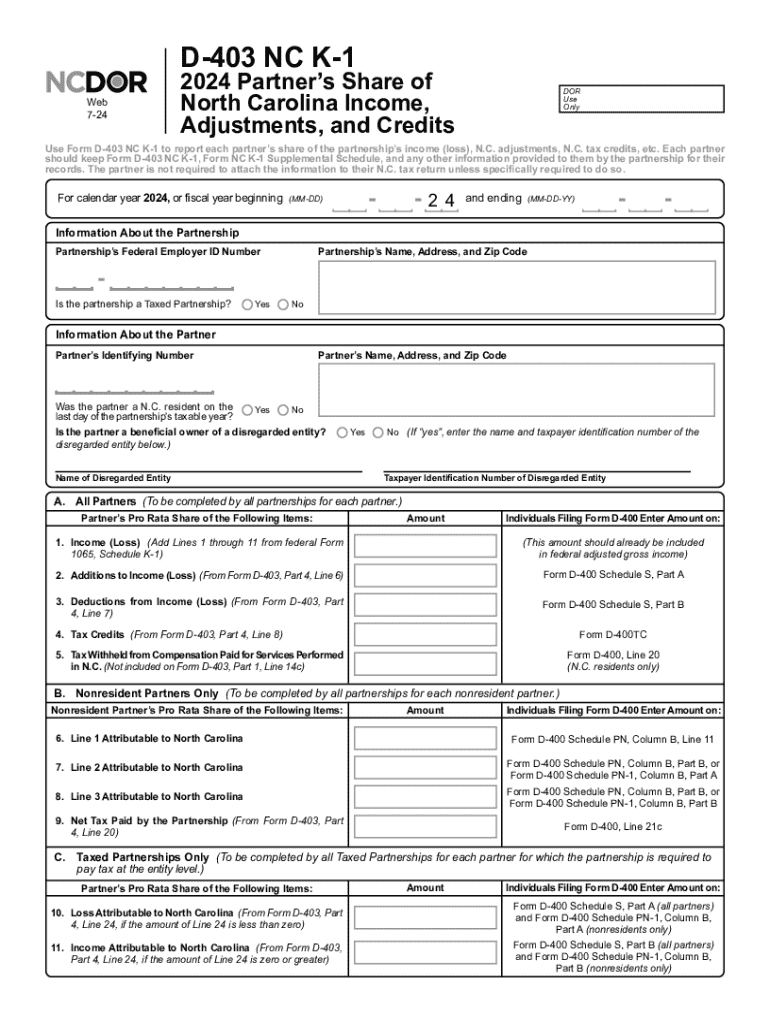 2024 Form NC DoR D 403 K 1 Fill Online Printable Fillable Blank 