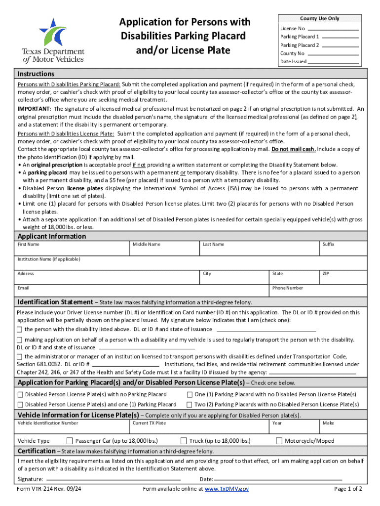 2024 Form TX VTR 214 Fill Online Printable Fillable Blank 