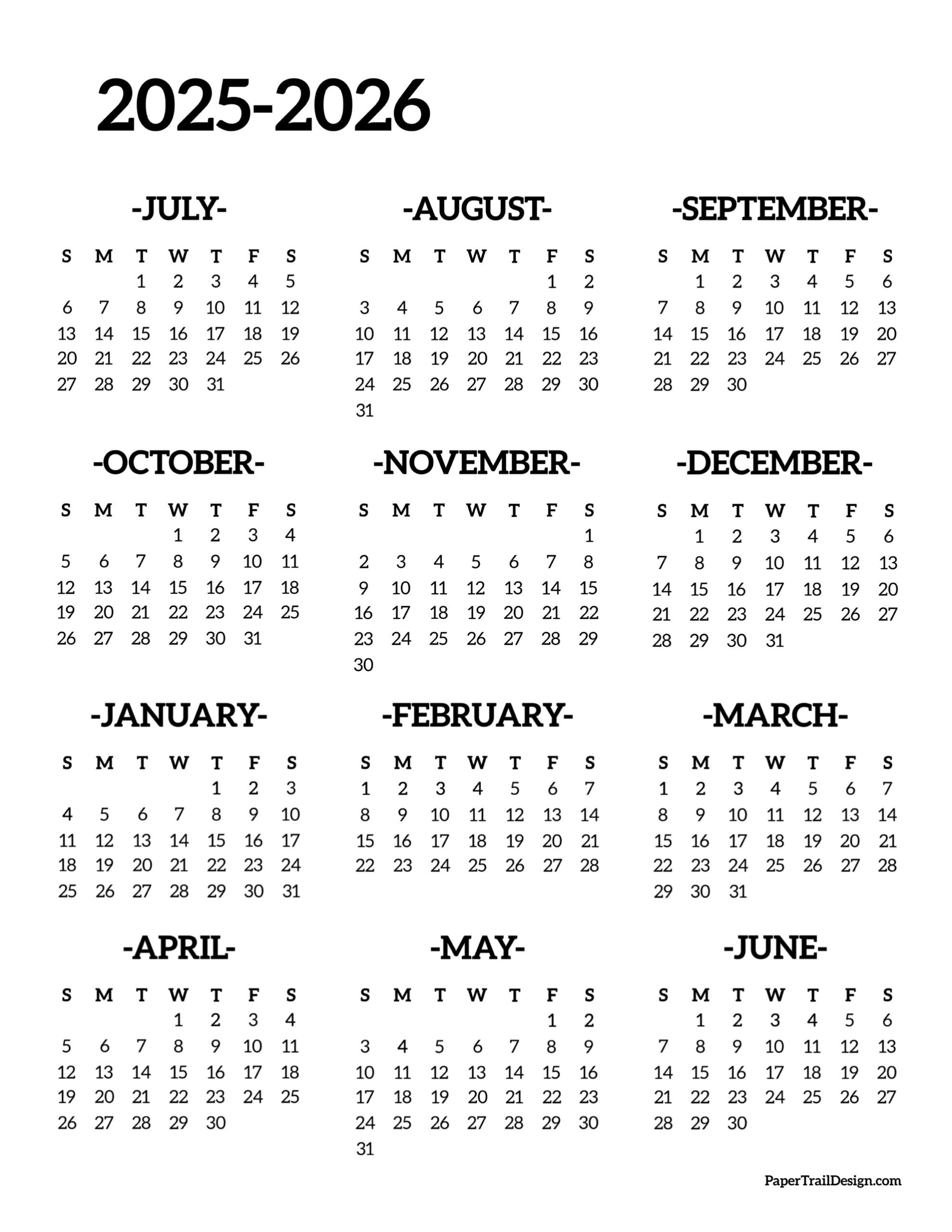 Free Printable 2025 And 2026 Calendar
