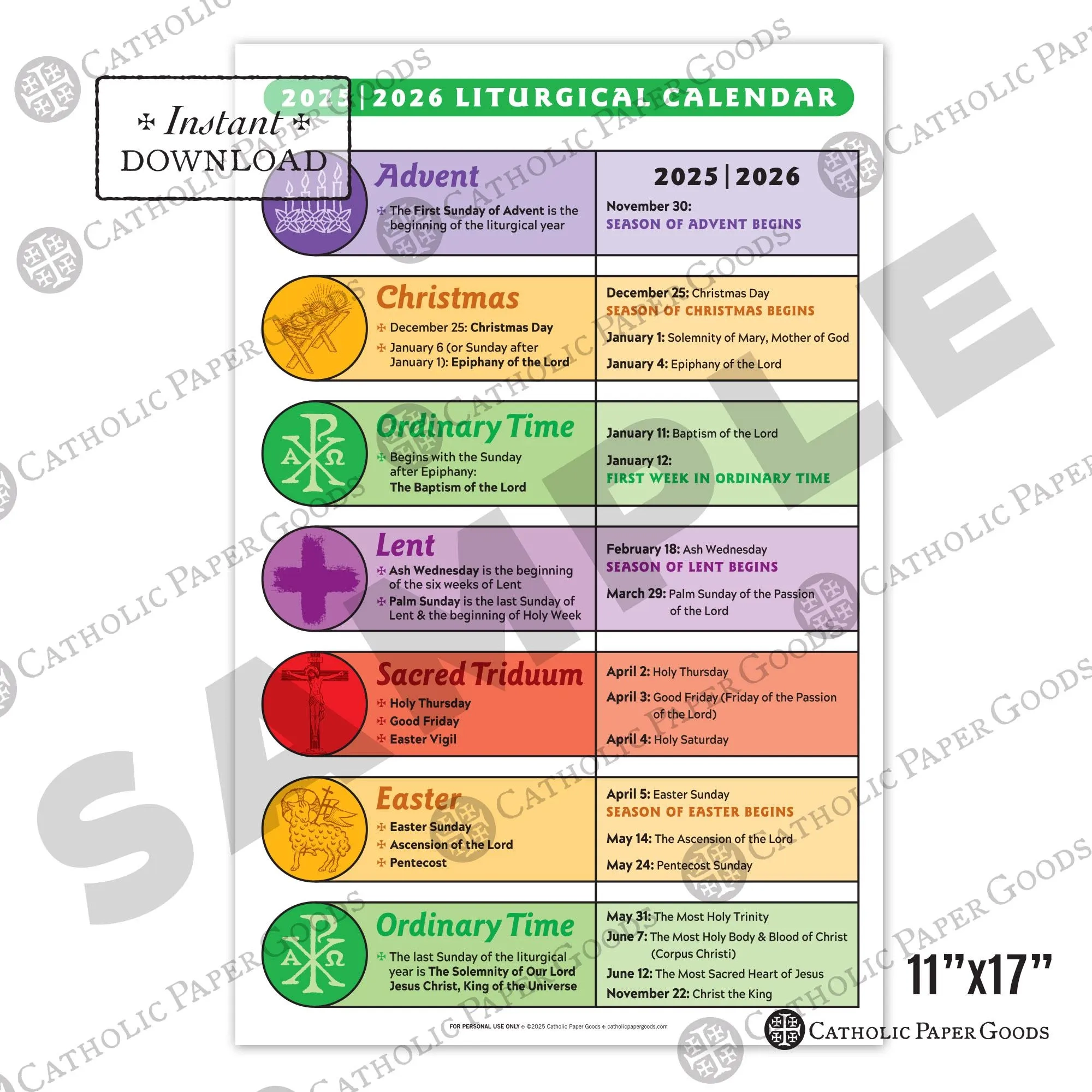 Lent 2026 Calendar Printable