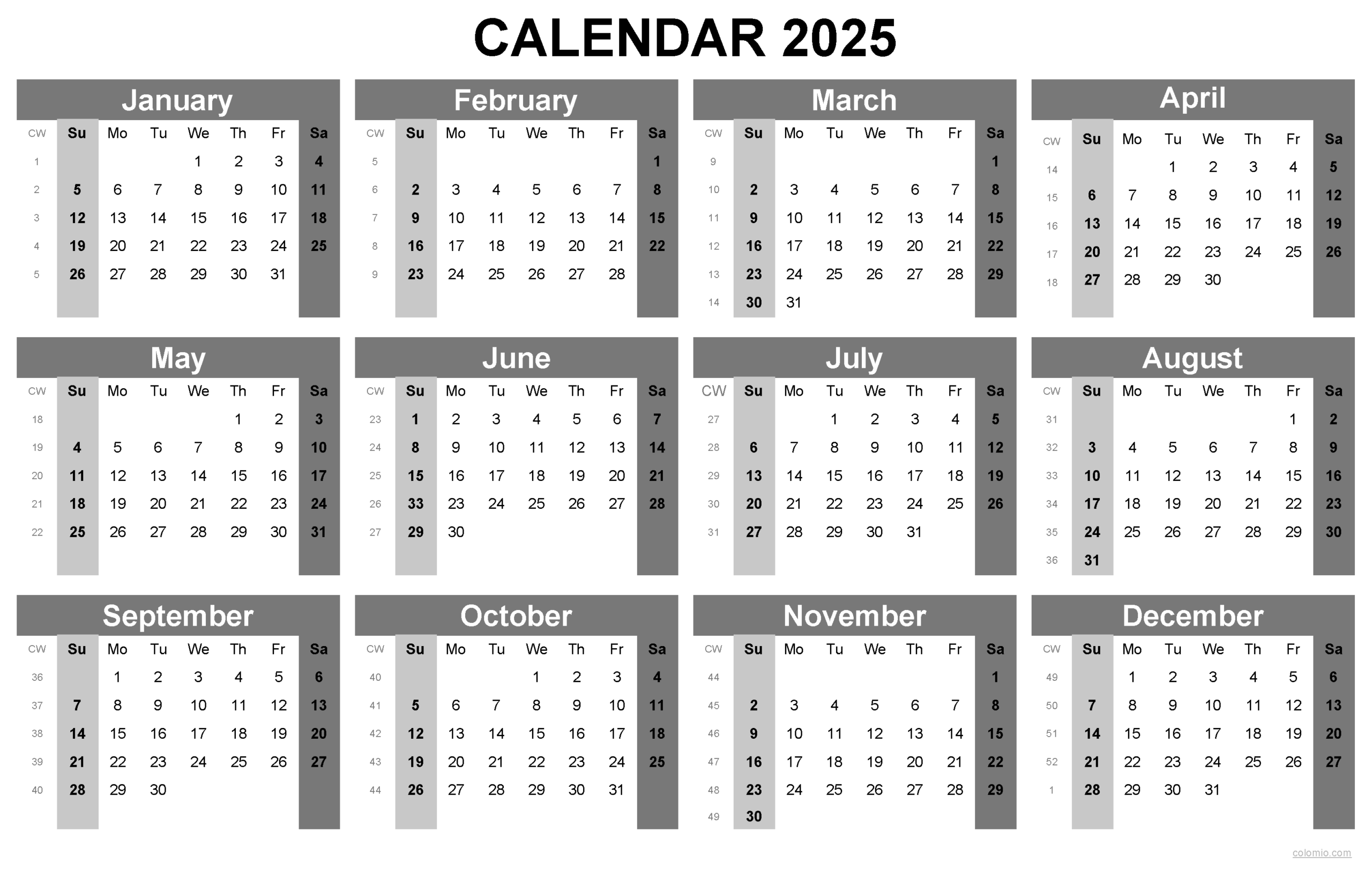 2025 Calendar Printable PDF Excel And Image File Free 