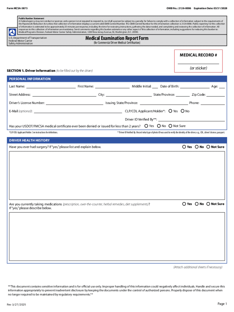 2025 Form DoT MCSA 5875 Fill Online Printable Fillable Blank 