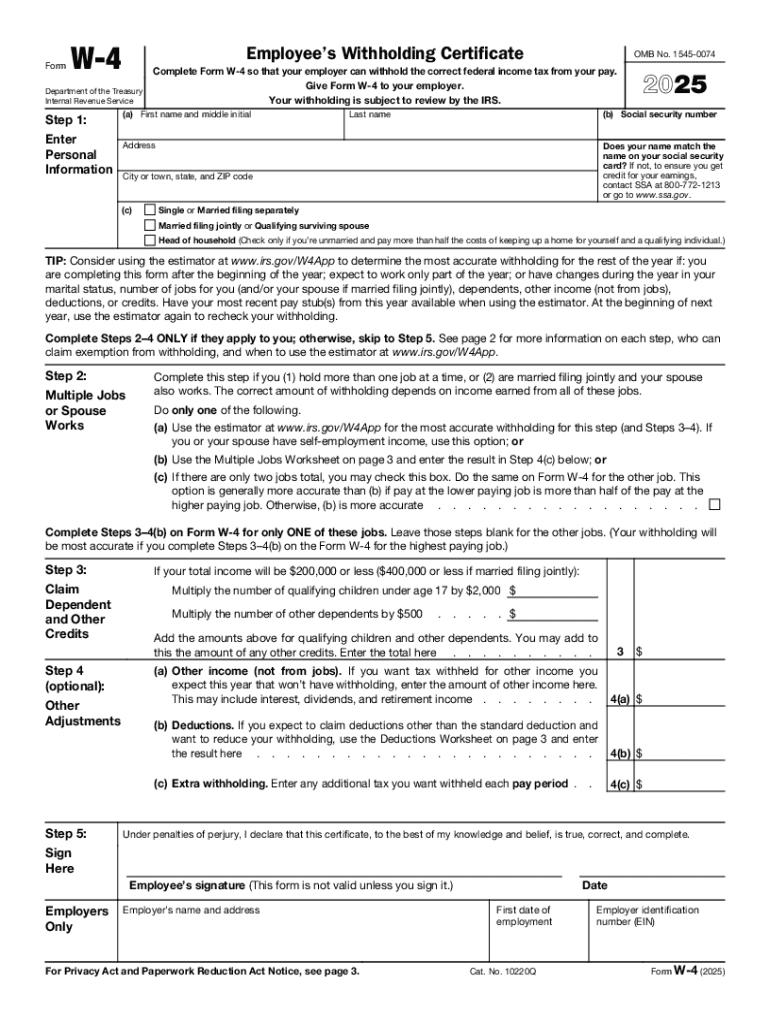 Free Printable 2025 W 4