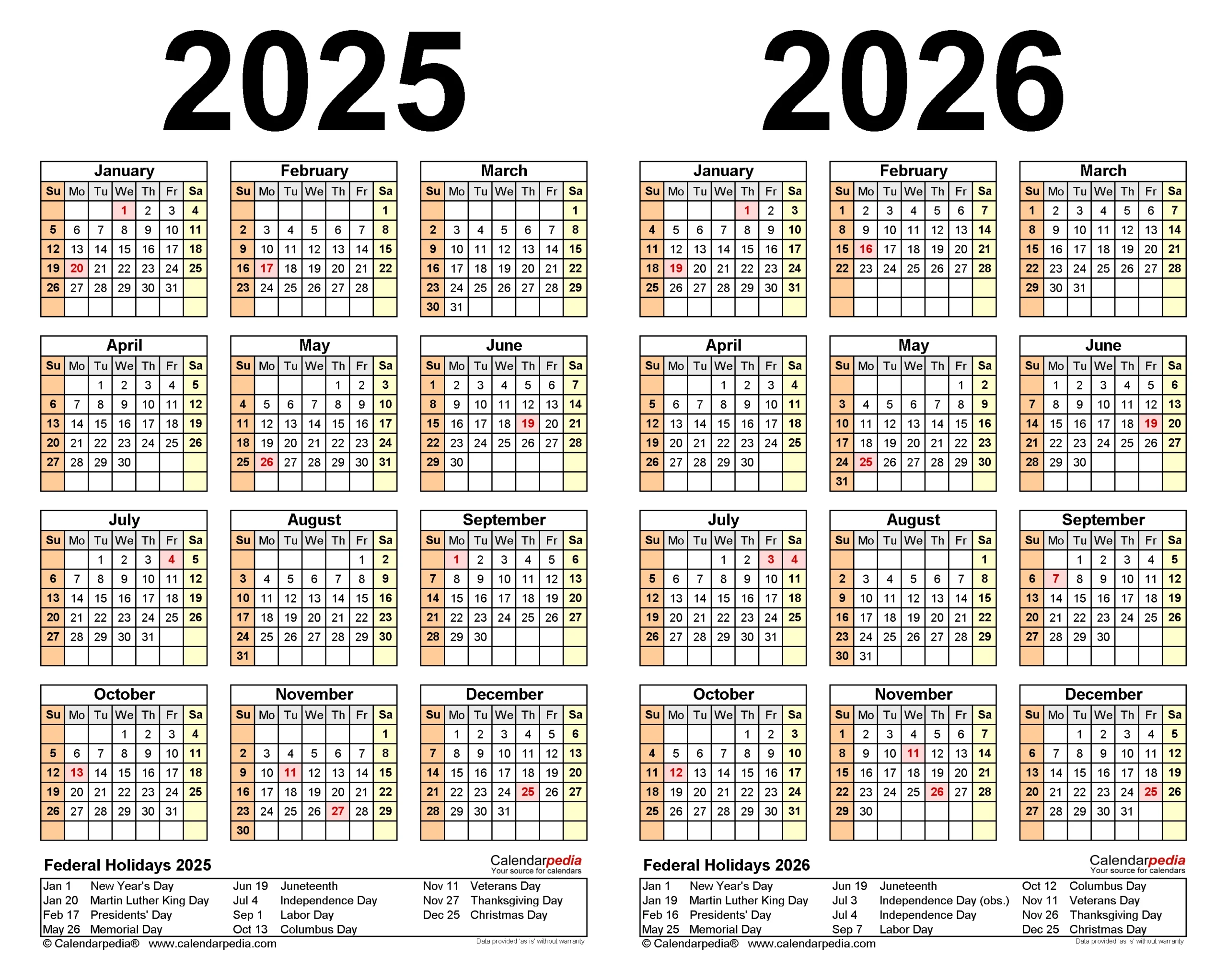 Free Printable Calendar 2025 And 2026