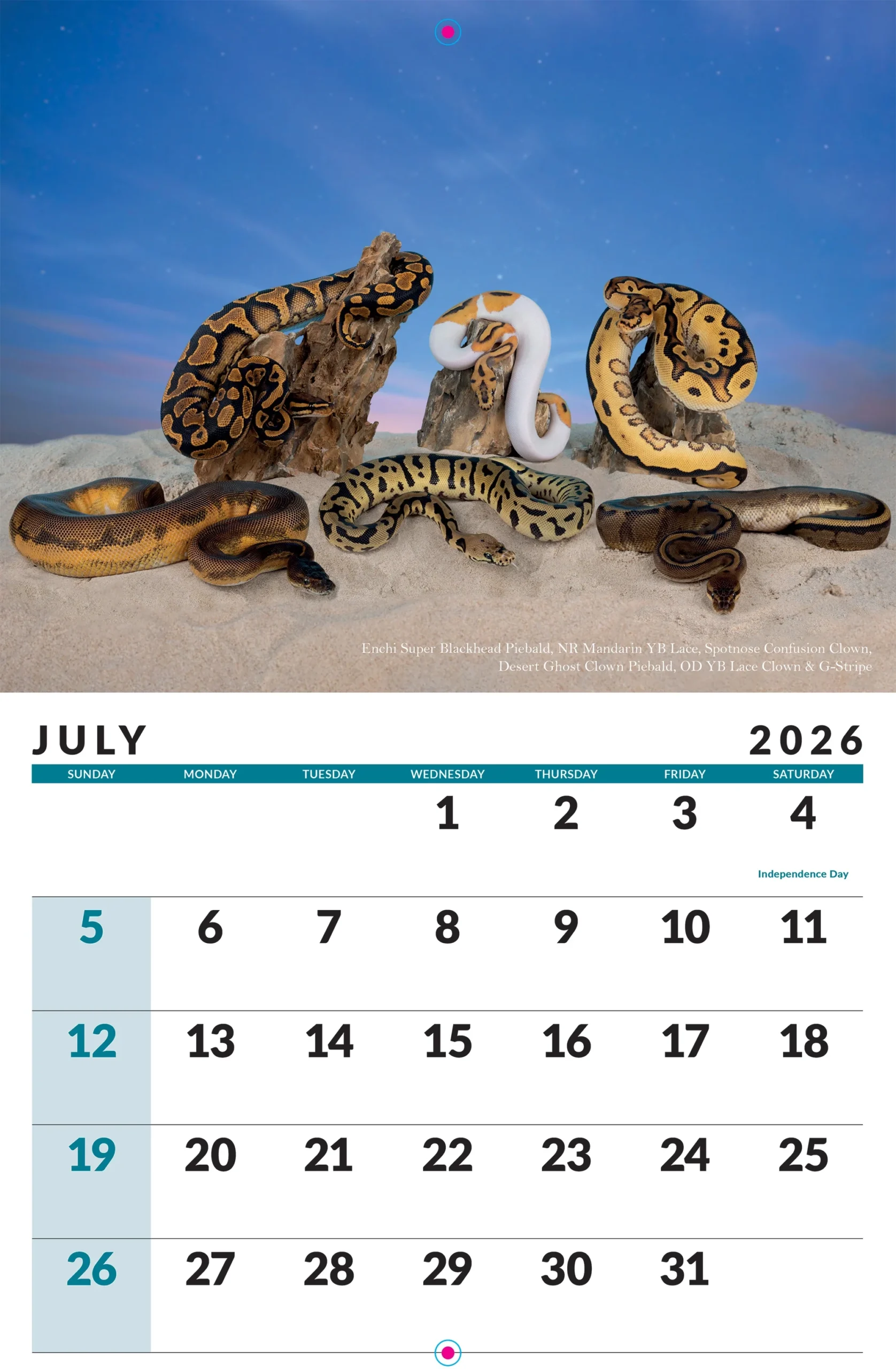 November 2026 Calendar Printable Snake