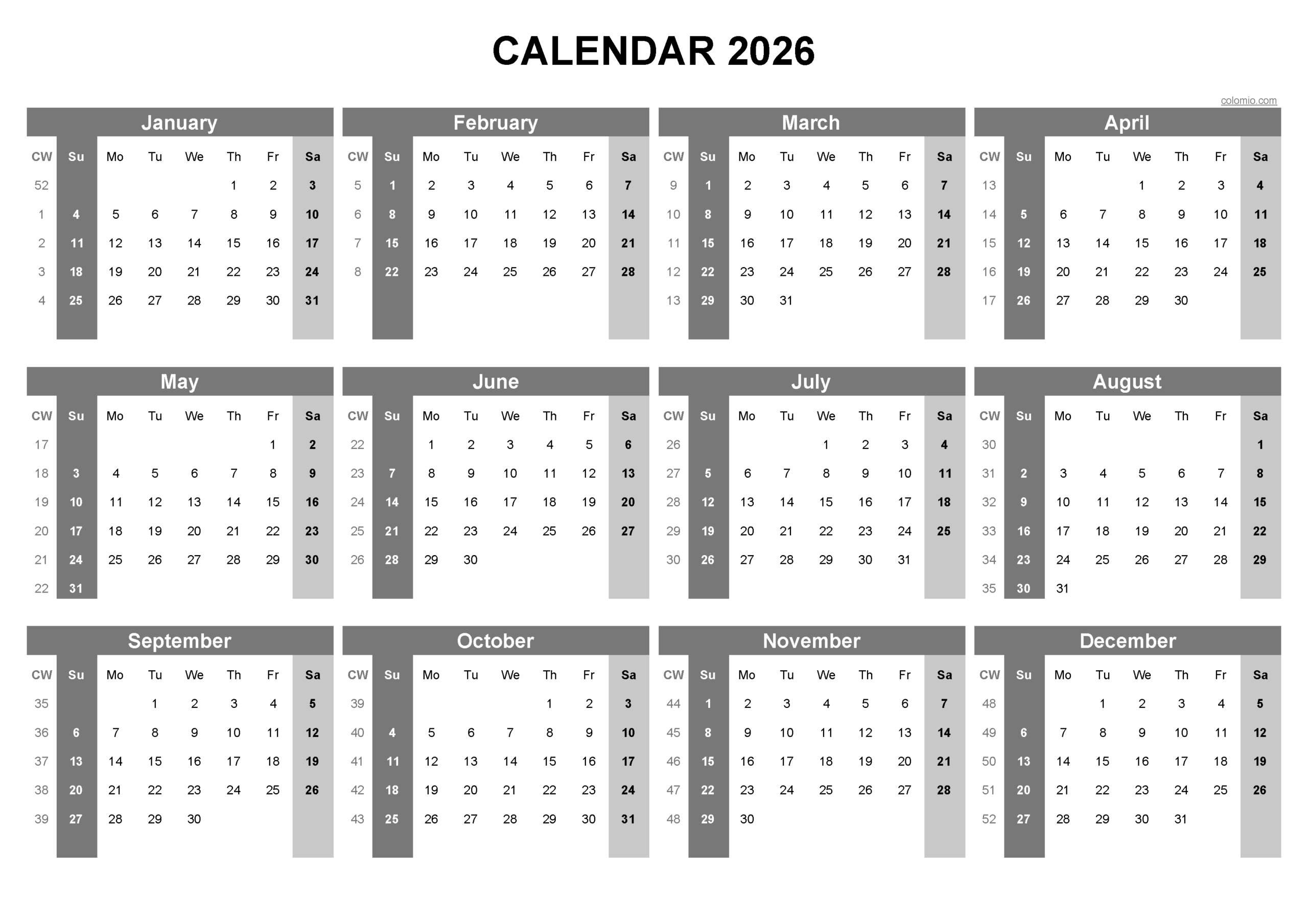 Pdf Printable Calendar 2026