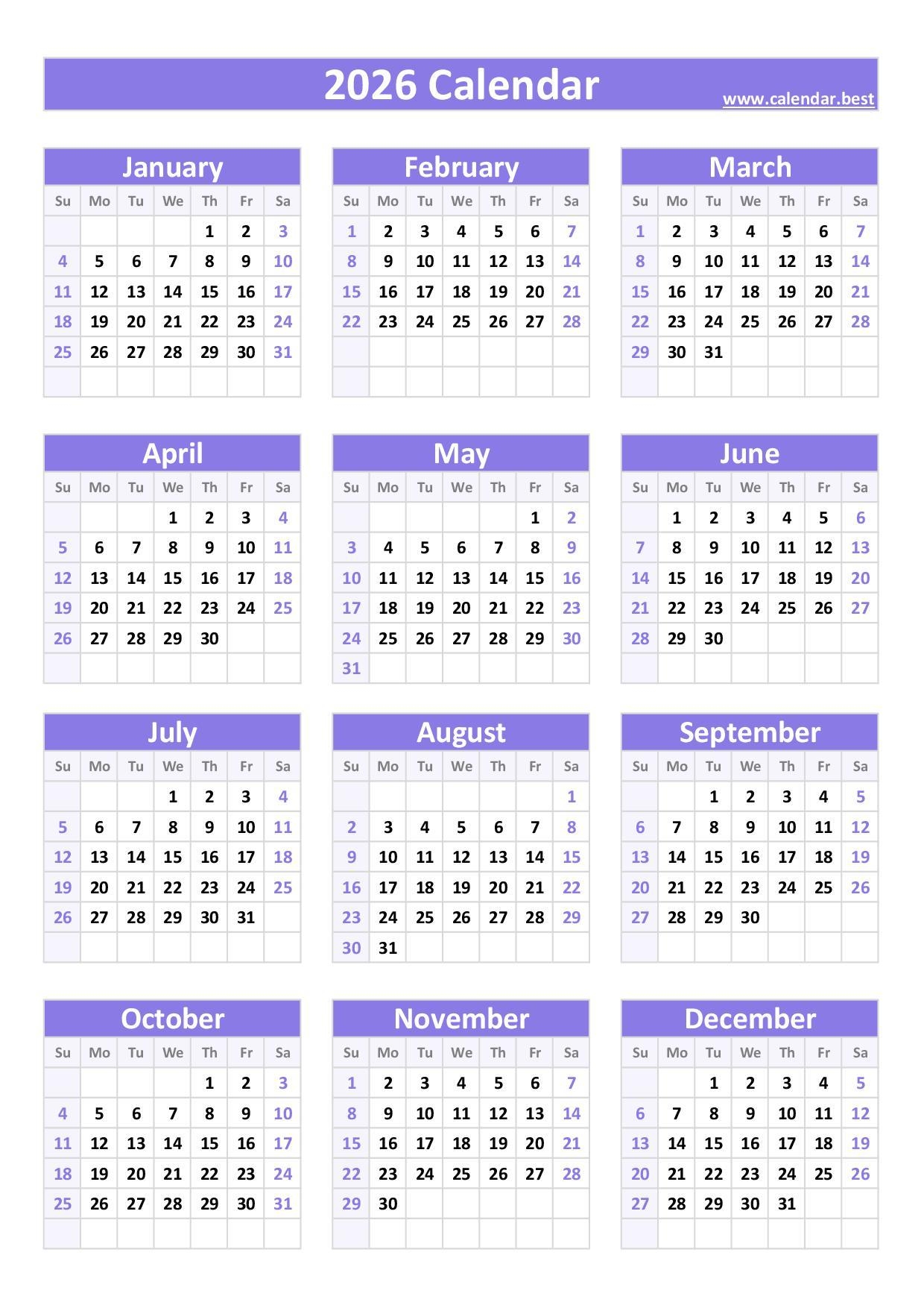 2026 Calendar With Week Numbers