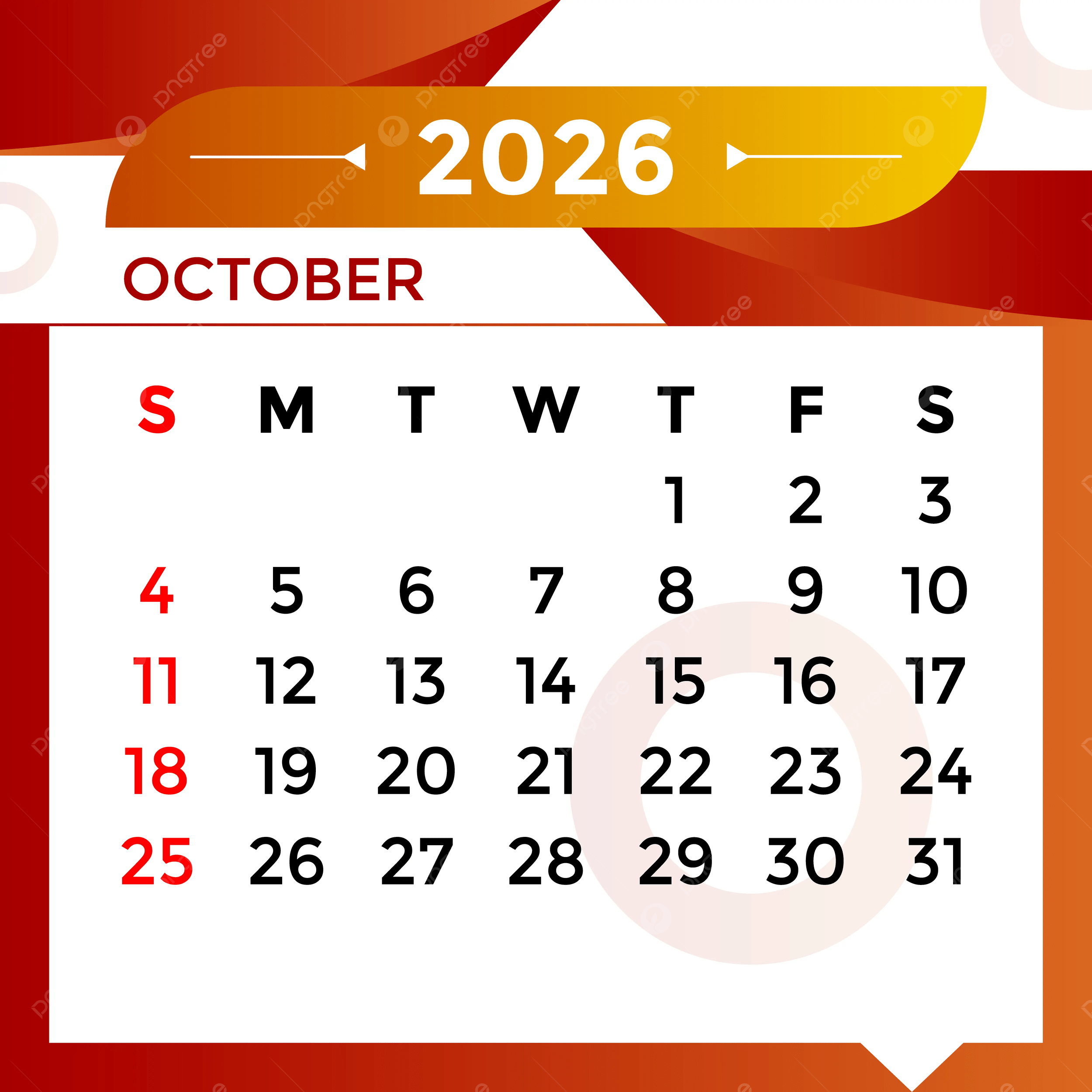 Calendar For October 2026