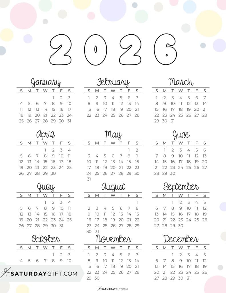 2026 Calendar Pdf Printable Free