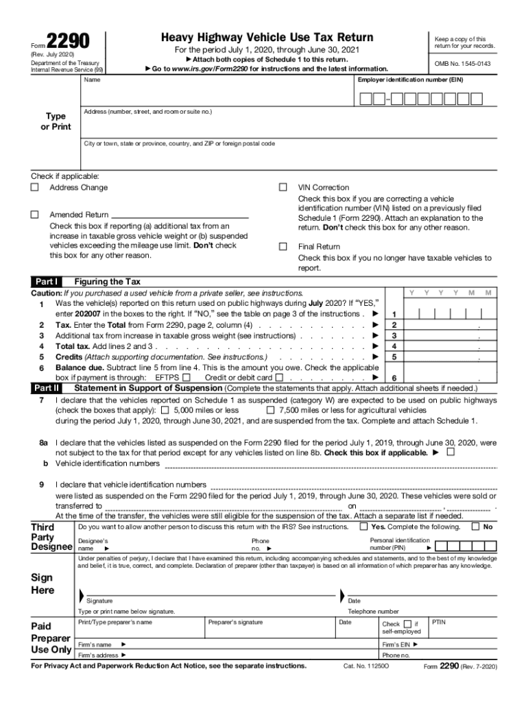 Printable Form 2290 For 2024 2025