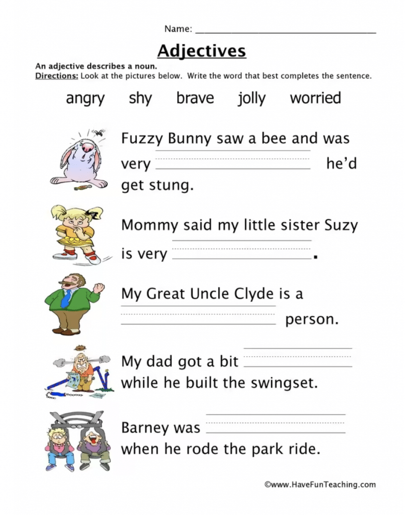 1st Grade Printable Worksheets Grammar