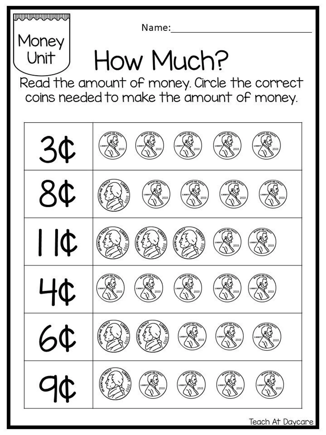 Money Worksheets For Preschoolers Printables