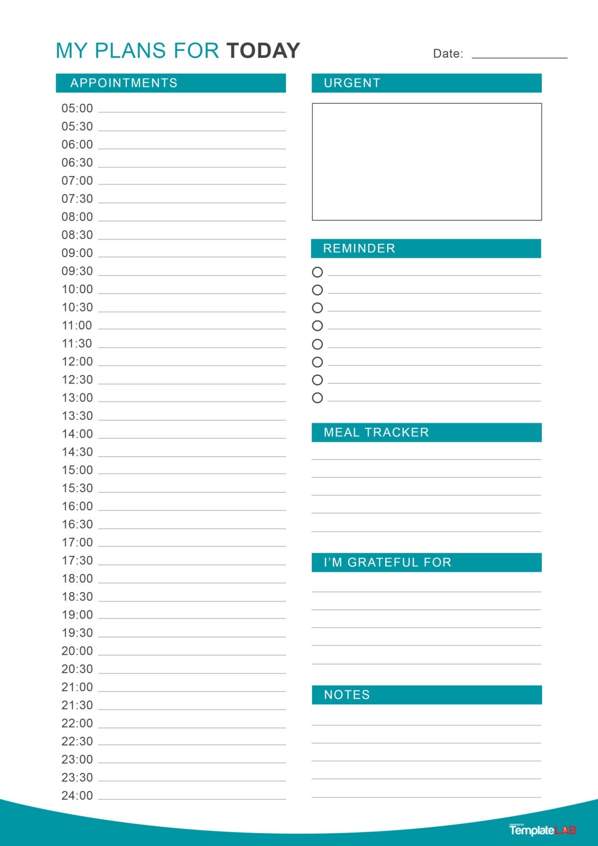 Daily Calendar Printable Template