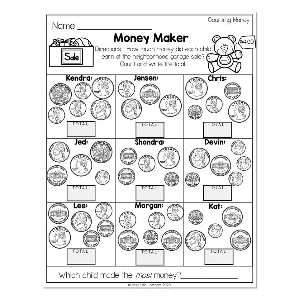 Free Printable Money Worksheets Grade 2