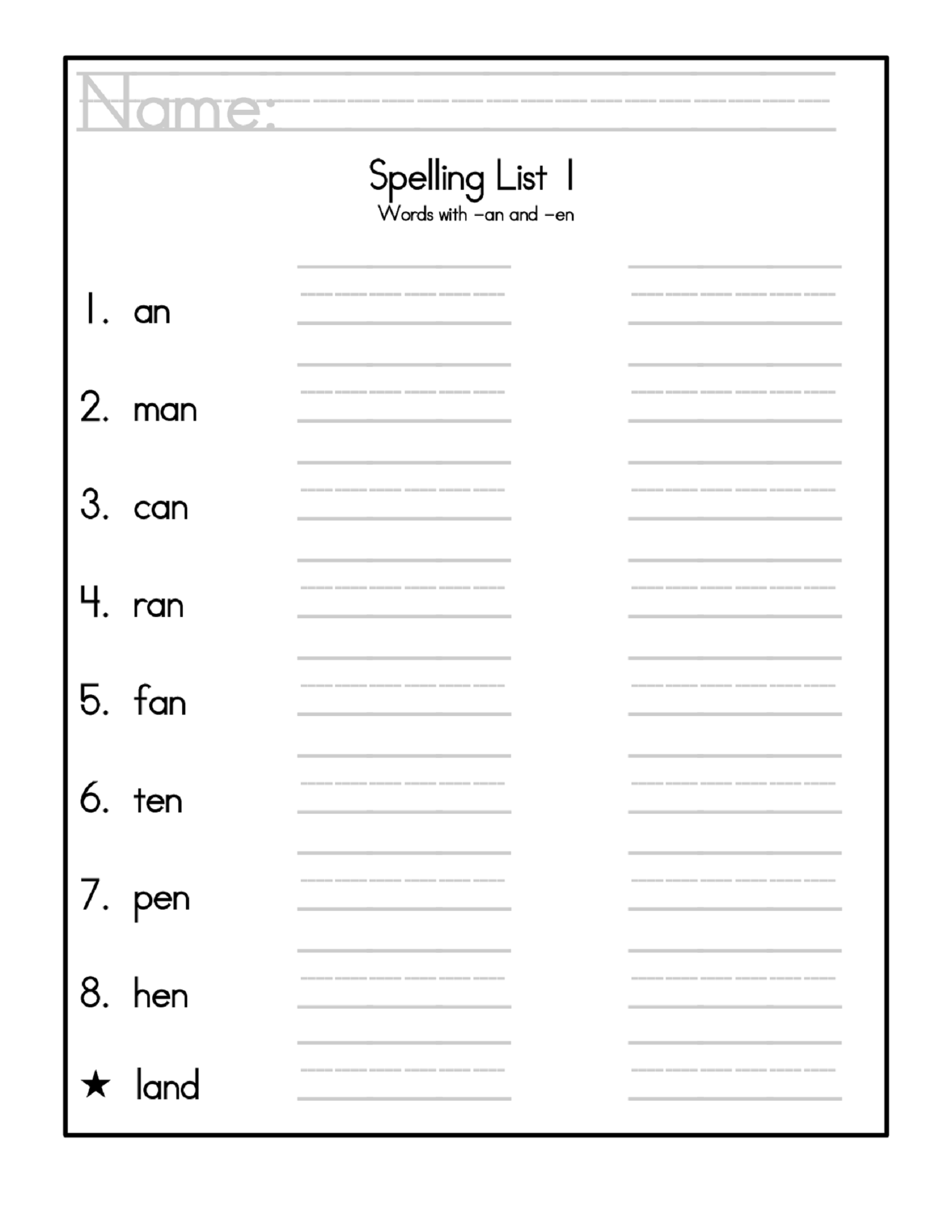 Printable Spelling Worksheets 2nd Grade
