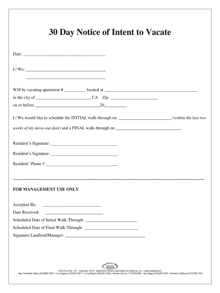 30 Day Notice To Landlord Template Fill Out amp Sign Online DocHub