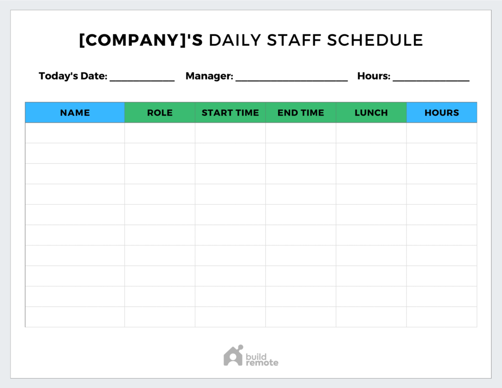 Printable Employee Schedule Template