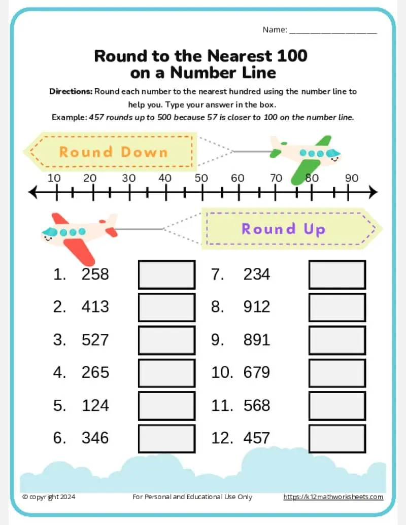 Rounding Numbers Chart Printable