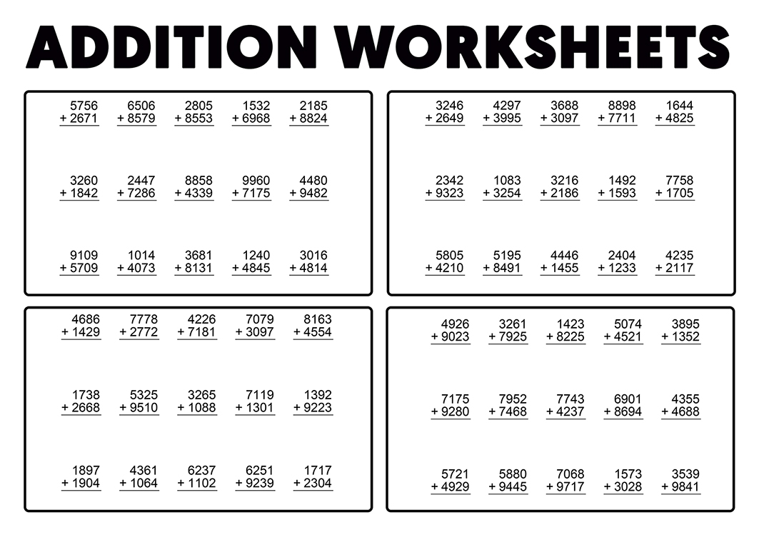 Free Printable Addition Worksheets Grade 4