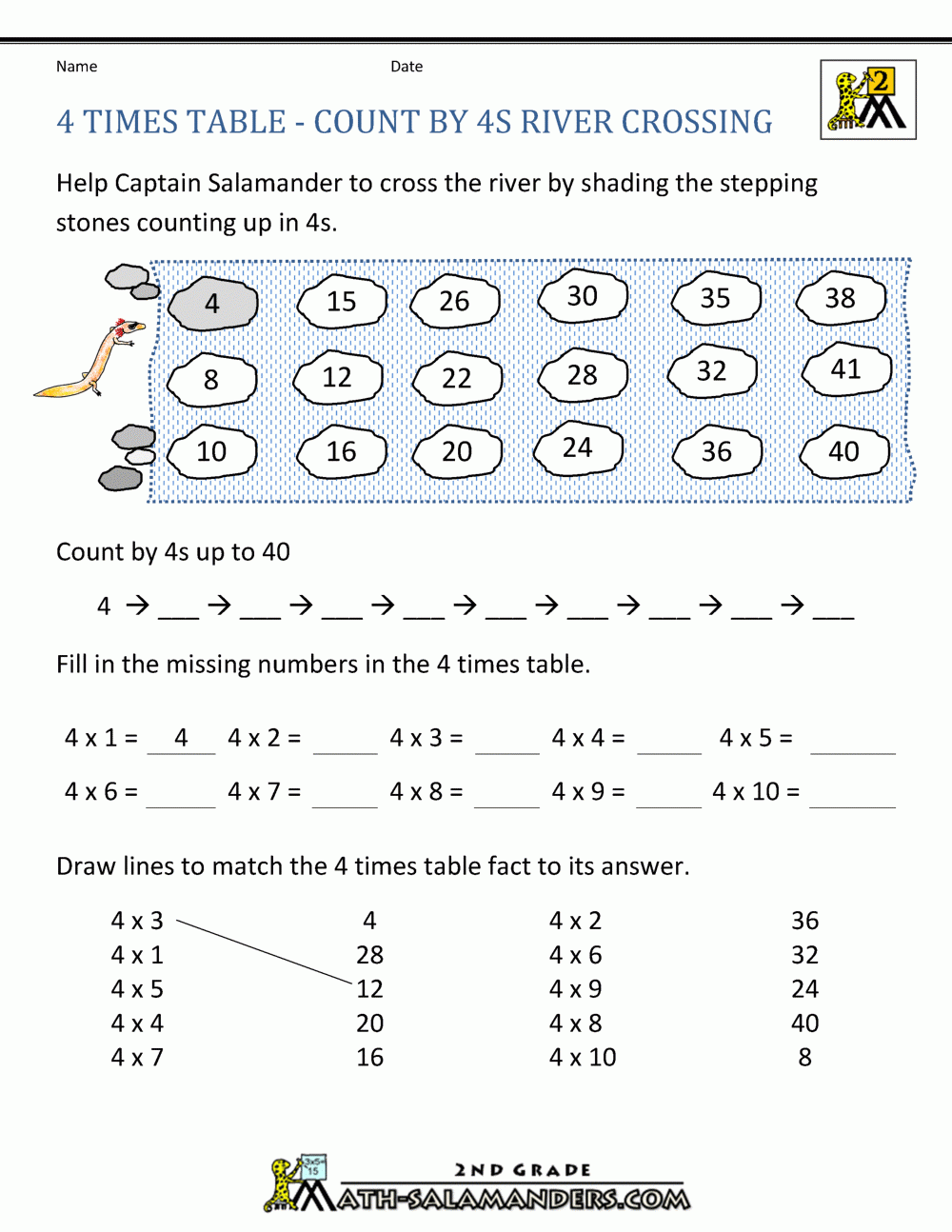 Printable Multiplication Worksheets 4'S