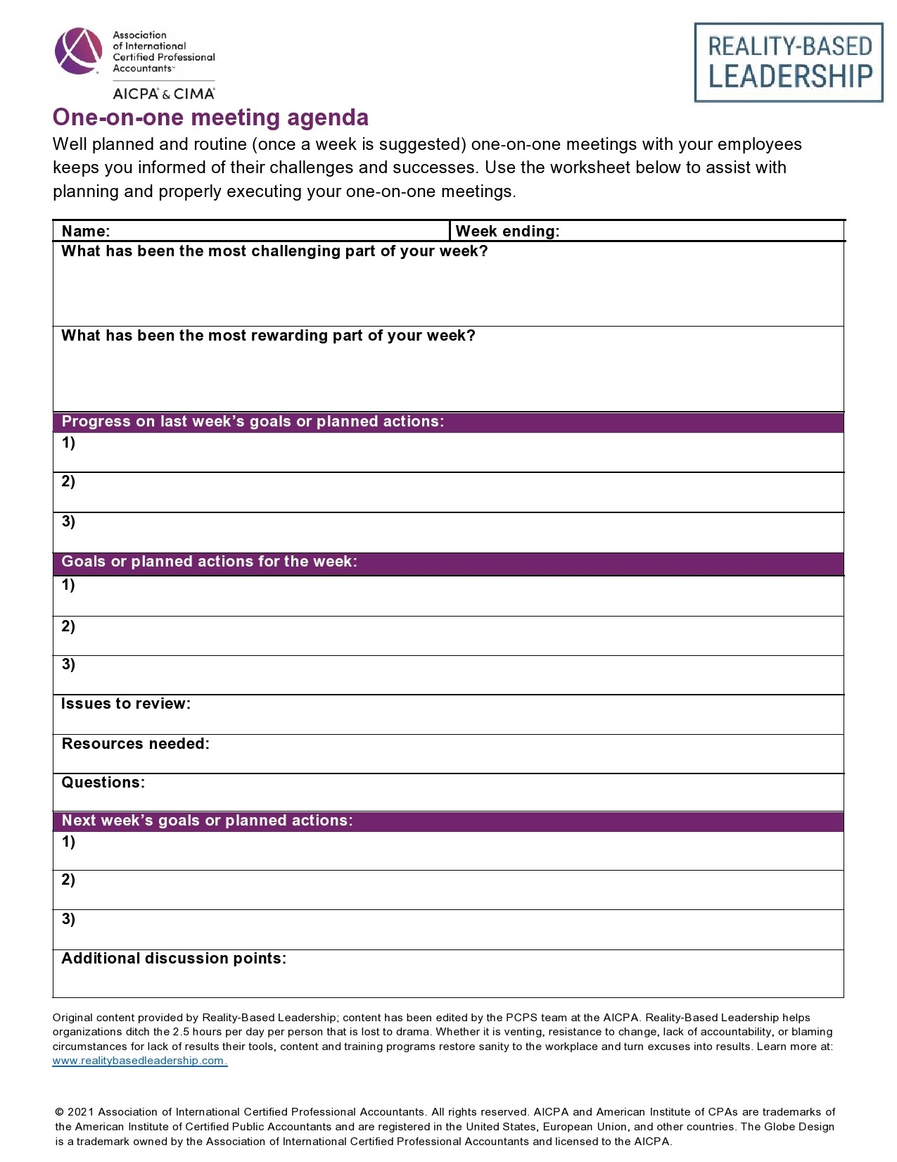 Printable One On One Meeting Template Excel