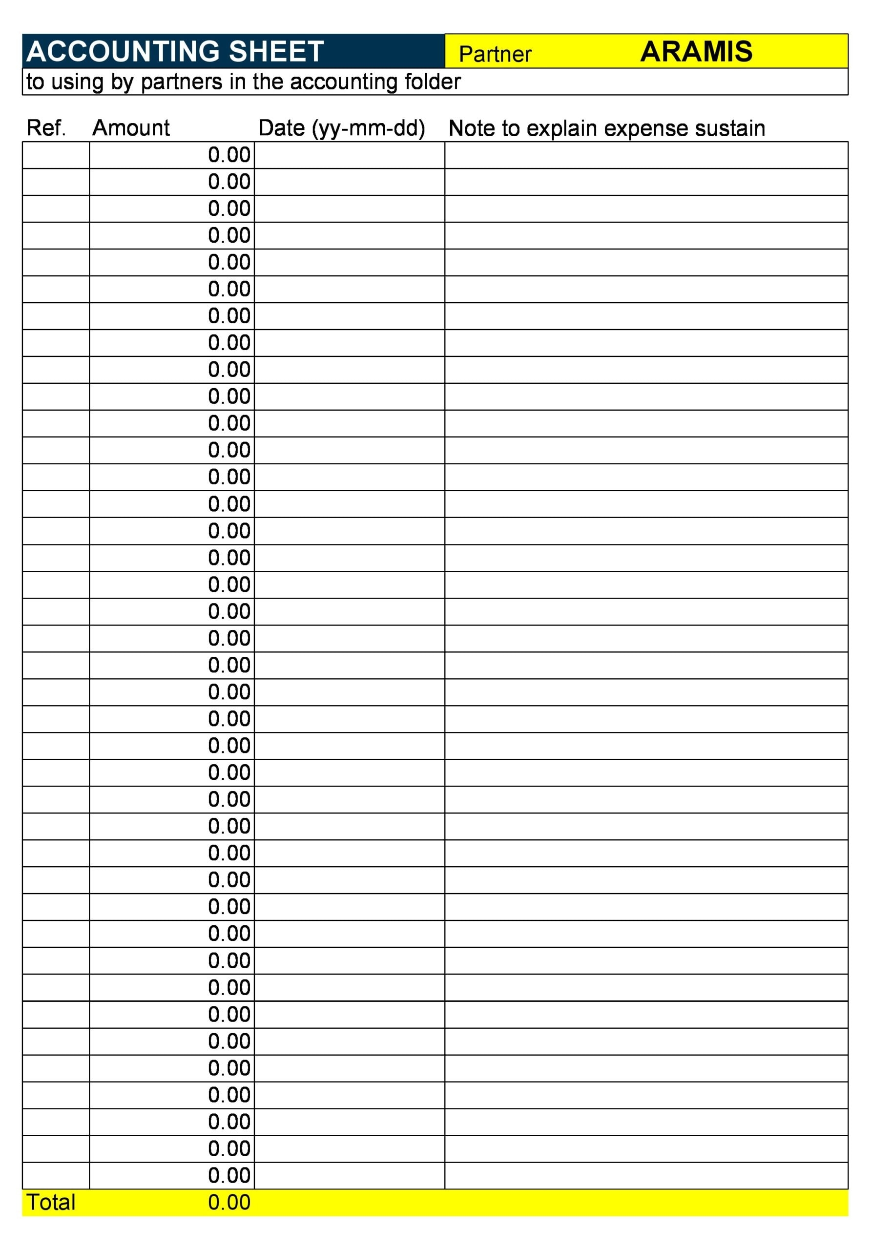 Printable Bookkeeping Template