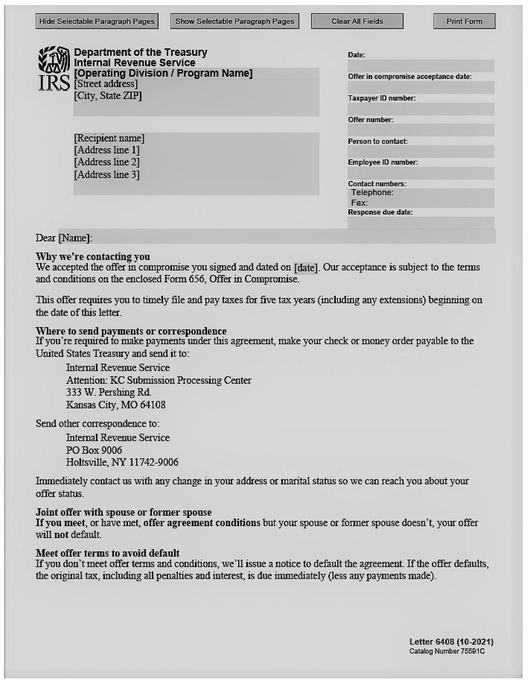 Irs Form 656 L Printable