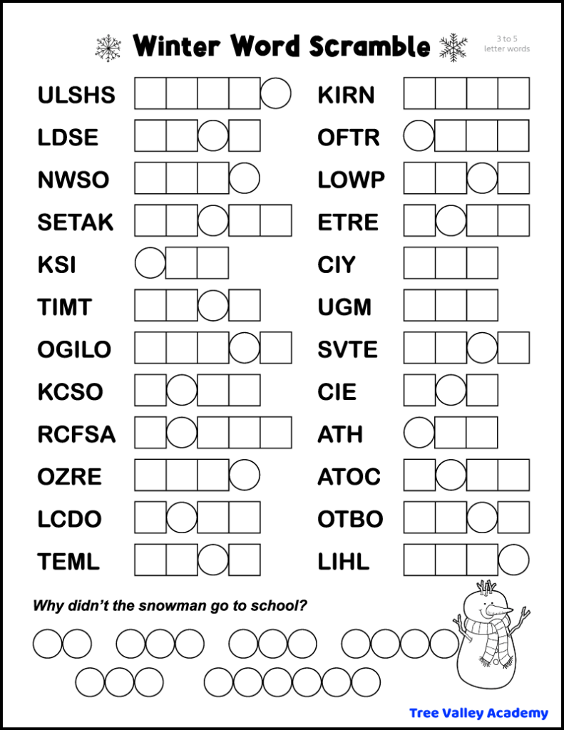 Jumble Word Puzzles Printable