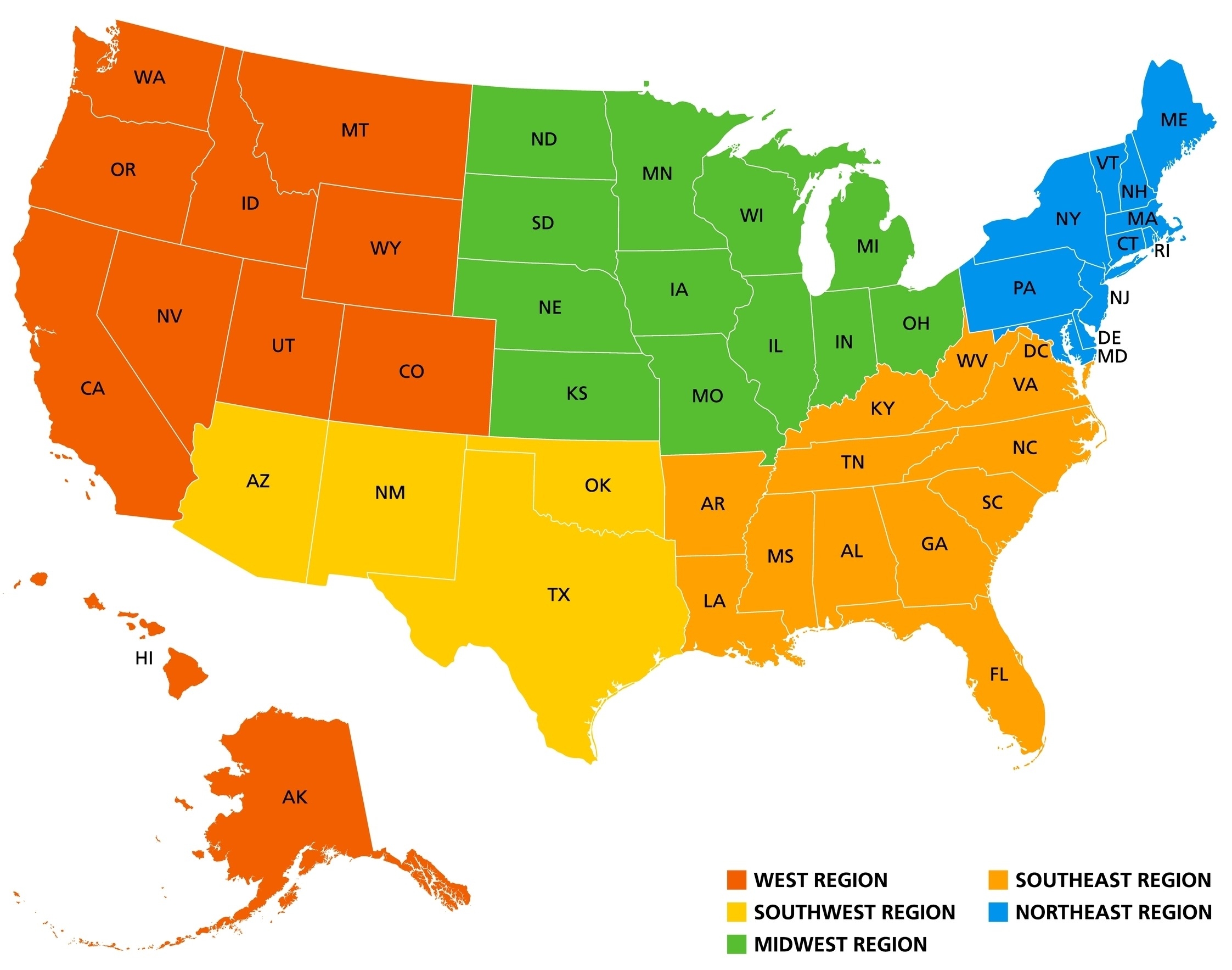 5 US Regions Map And Facts Mappr