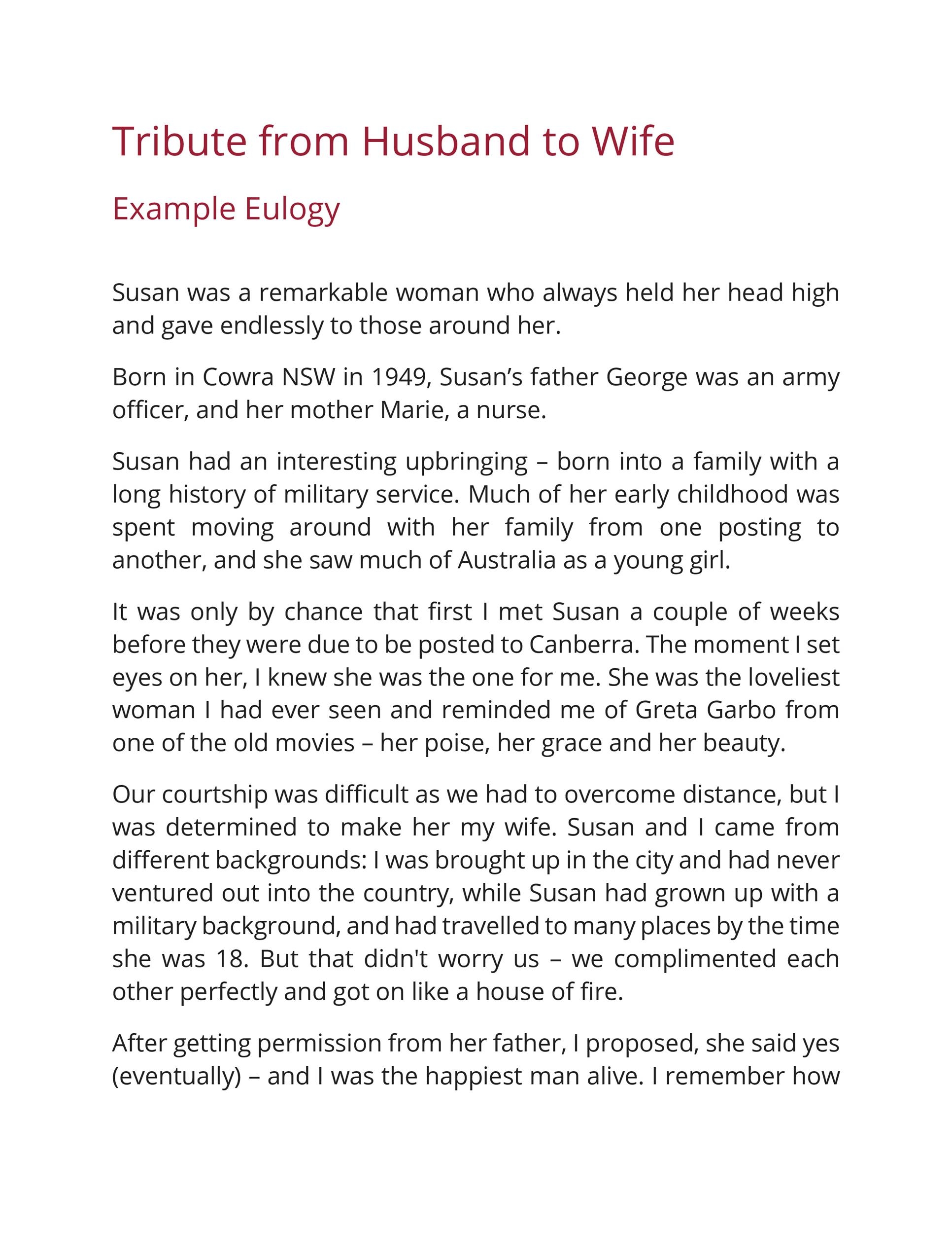 Printable Eulogy Template For Mother