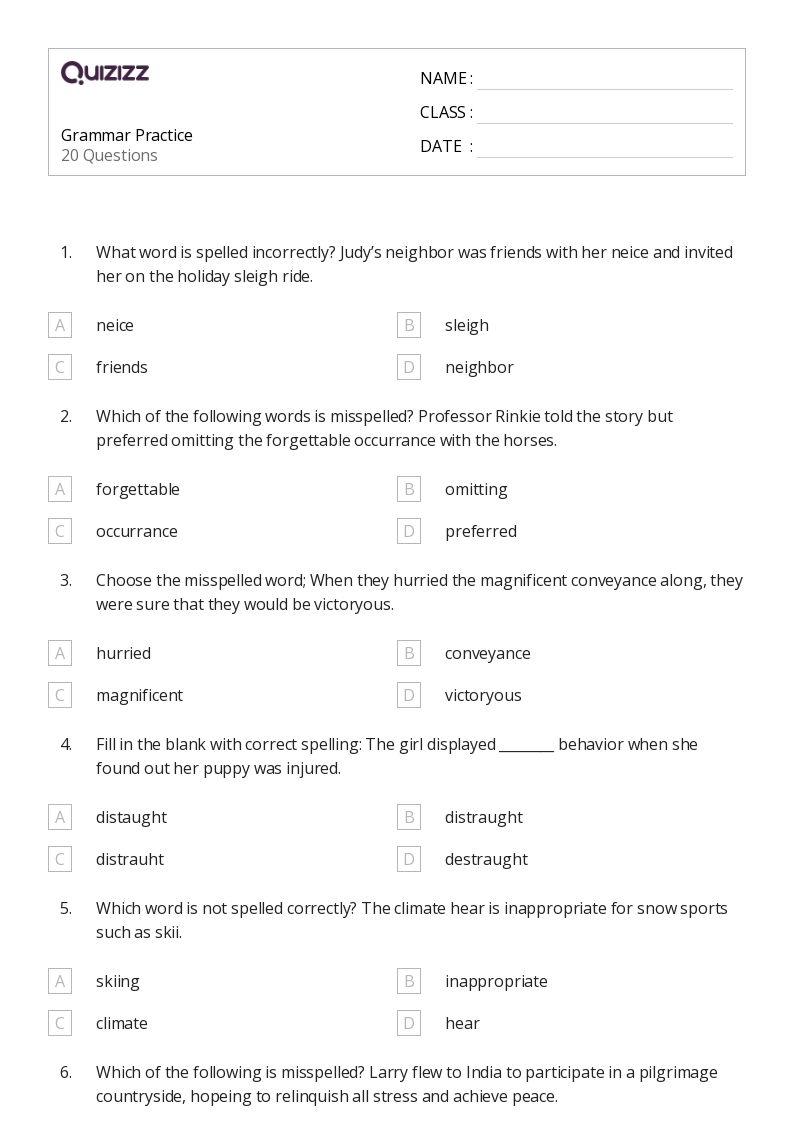 50 Grammar Worksheets For 8th Grade On Quizizz Free amp Printable