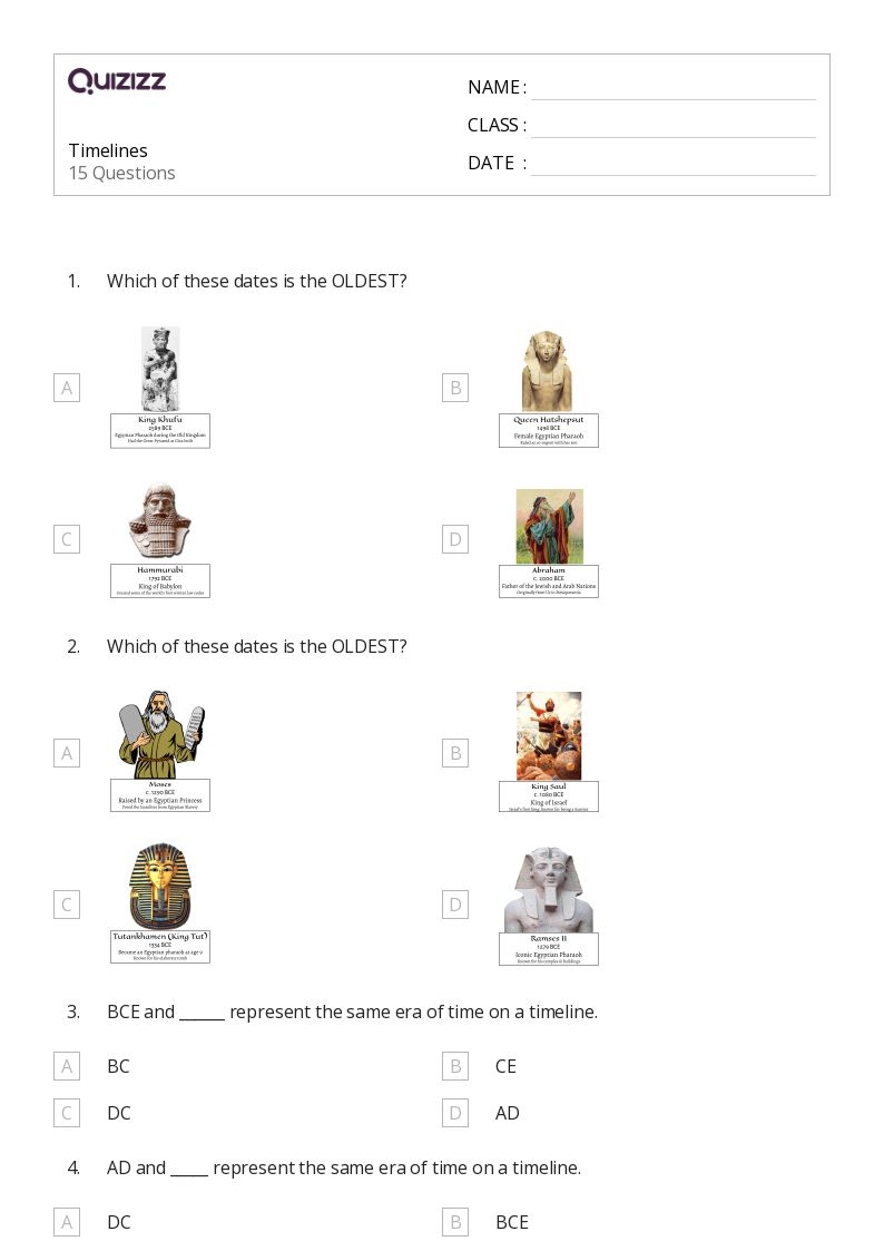Free Printable History Worksheets