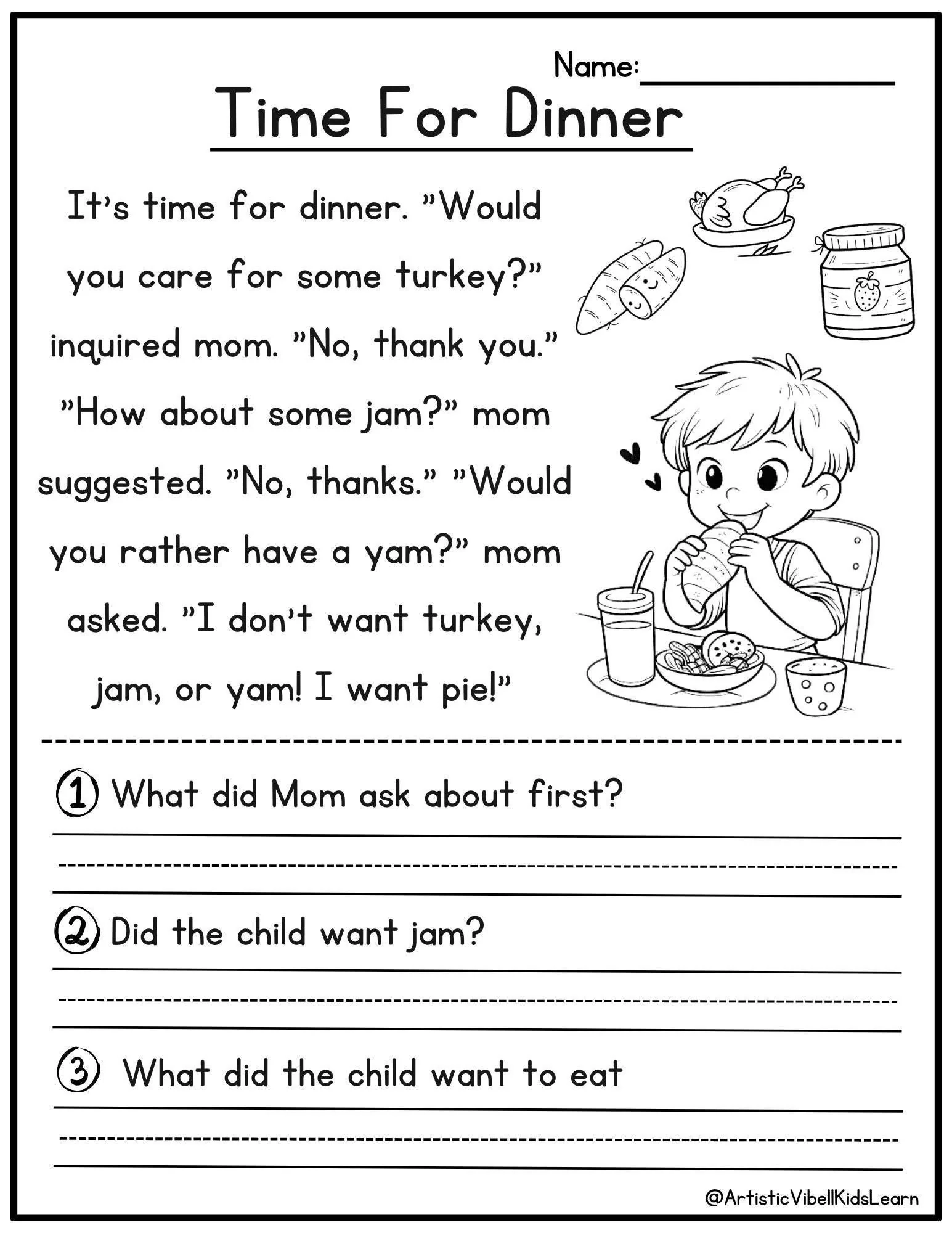 Reading Worksheets For 1st Graders Printable