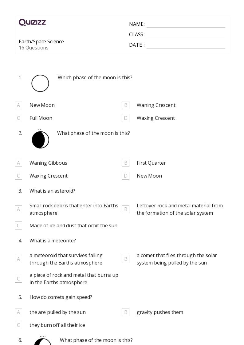 Free Printable Science Worksheets For Grade 6