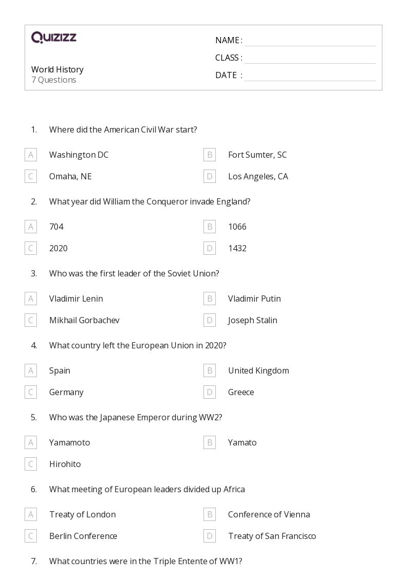 Printable Social Studies Worksheets