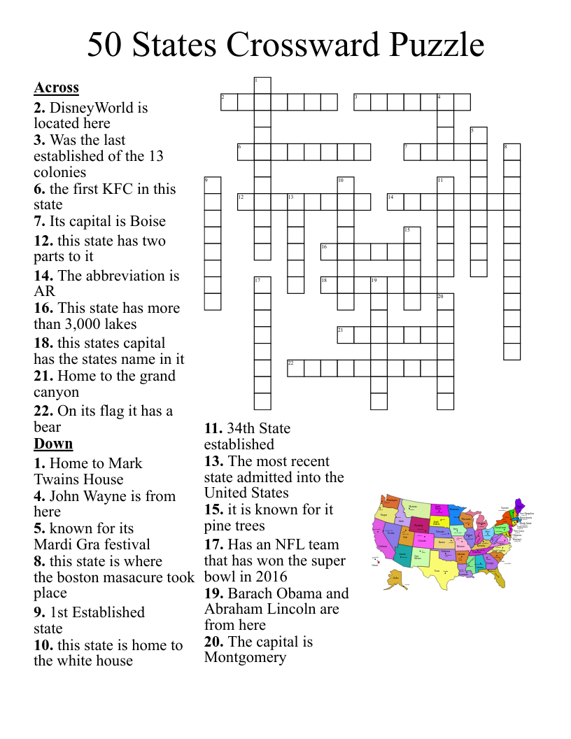 Free Printable Crossword Puzzles Usa Themed