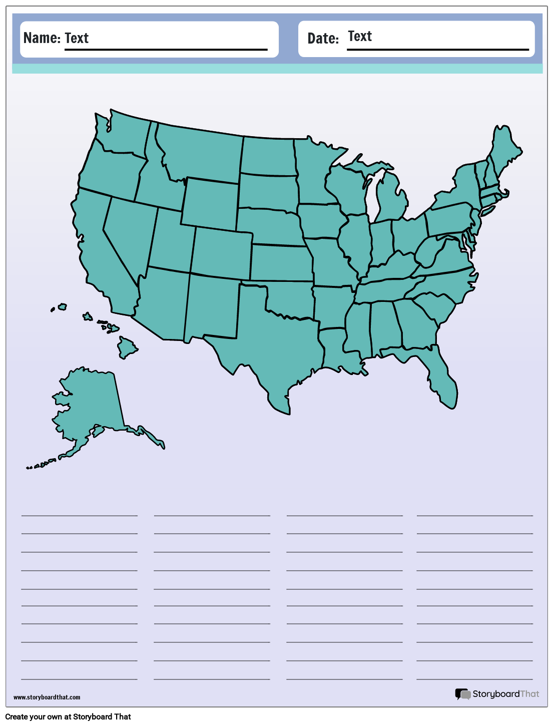 50 States Worksheets Printable