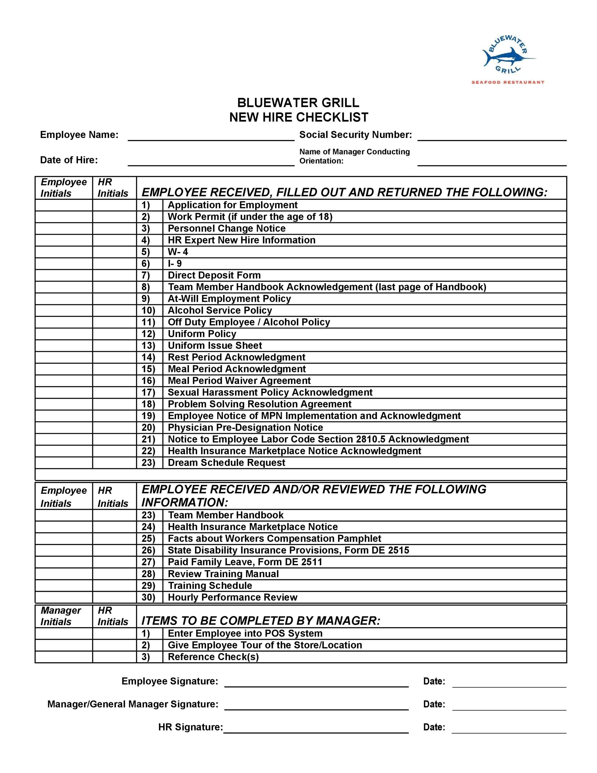 50 Useful New Hire Checklist Templates amp Forms TemplateLab