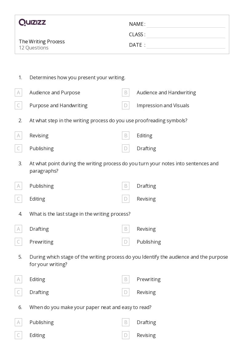 50 Writing Process Worksheets For 5th Grade On Quizizz Free 