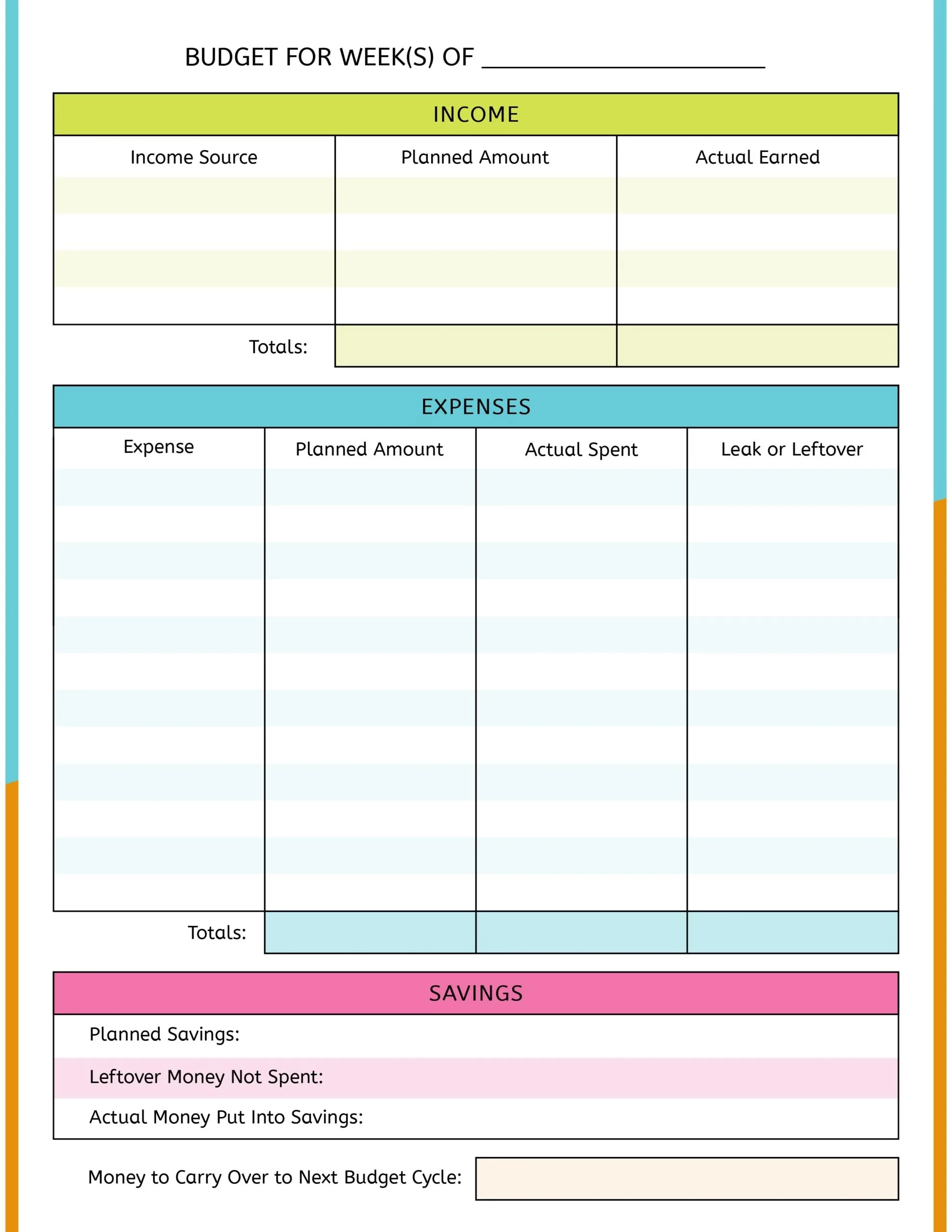 7 Free Teen Budget Worksheets amp Tools Start Your Teenager Budgeting 