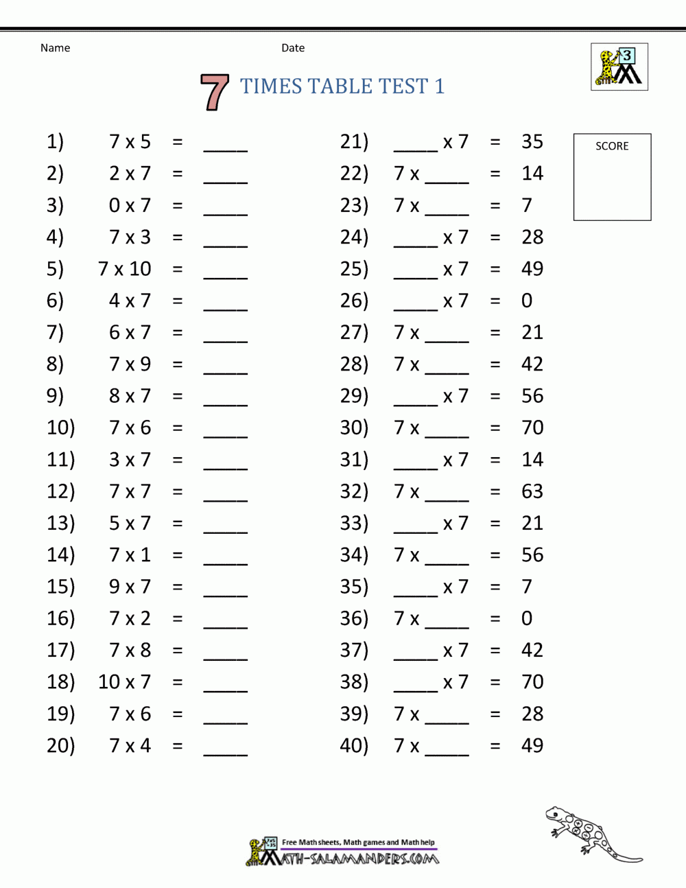 Maths Sheets For 7 Year Olds Printable